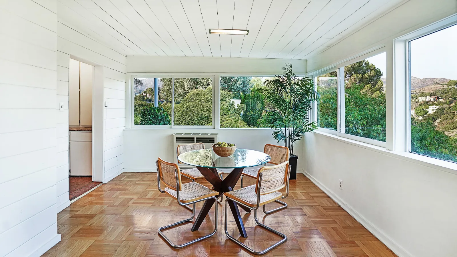 Cozy breakfast nook with built-in seating and warm wood accents